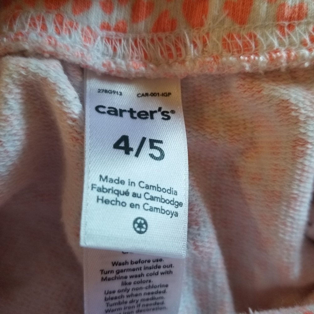 Little Girls Heart Print Shorts Peach & White Sz 4 - Picture 5 of 5